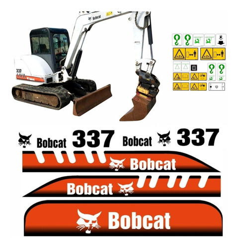 Kit Adesivos Mini Escavadeira Bobcat 337 Com Etiquetas