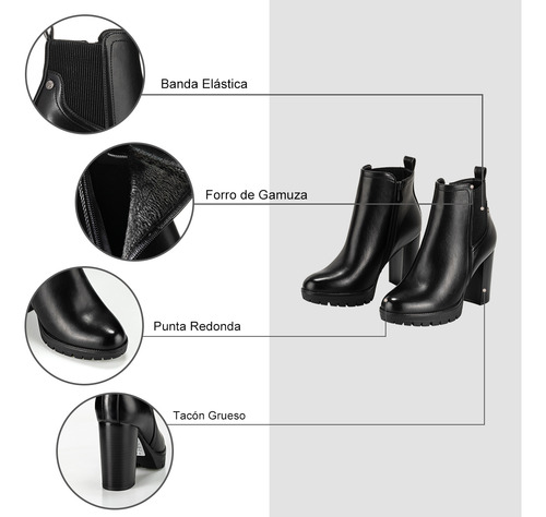 Botin Negro Casual Mujer Weide Qbm06