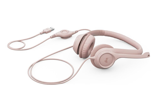 Audifono Logitech H390 Usb C/ Cancelación De Ruido Color Rosa