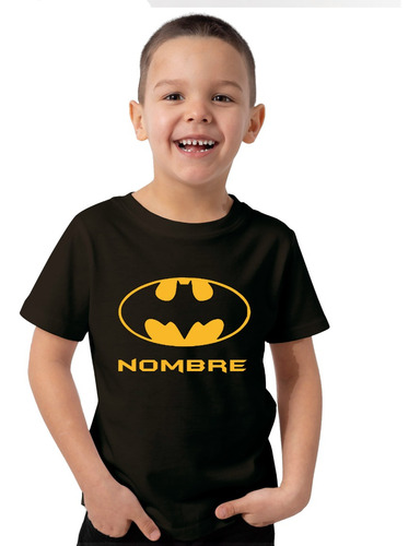 Remera Algodon Niño Batman Personalizada Nombre