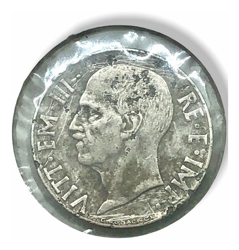 Moneda Antigua De Italia De 20 Centésimos Del Año 1942 Wwii (Usado)