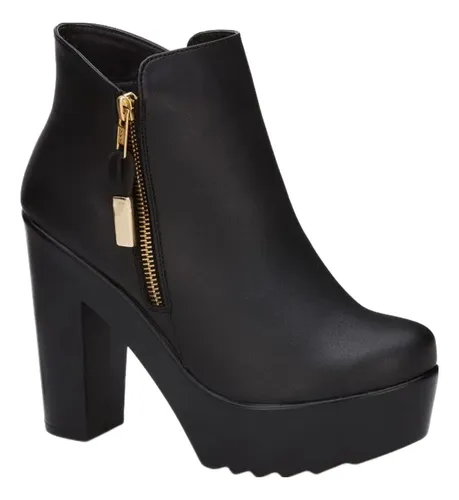 Botín De Plataforma Tacón Alto Elegante Dama Andrea 4609 Meses