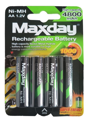 Pila Batería Recargable Aa X4 Unidades 4800mah 1.2v Ni-mh