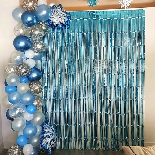 Cortina Metalizada Azul Tiffany Casa Sacada Festa 62704azt | Parcelamento  sem juros