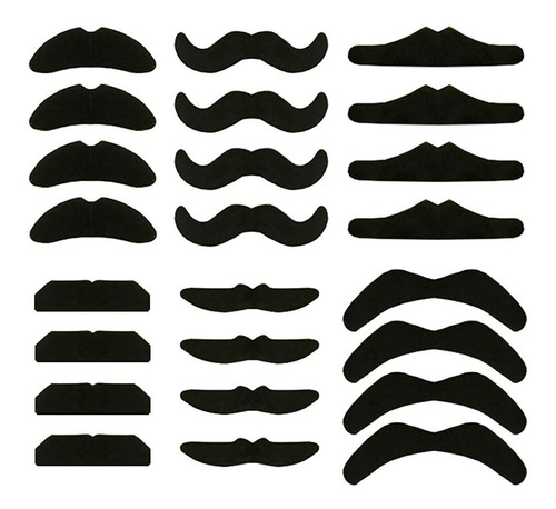 24 Piezas De Barba Falsa Negra, Novedad, Bigotes Autoad...