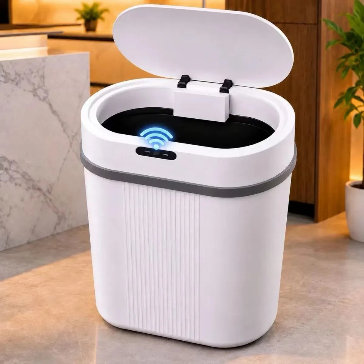 Lixeira Inteligente Lixeira Automatica Com Sensor 12l Branca