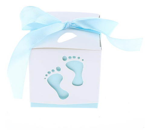 Huellas De Bebé Cajas De Dulces Baby Shower De Azul Claro