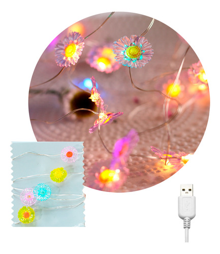 Luces Navidad Exterior Led Guirnalda Papa Noel Flor Abeja 2m