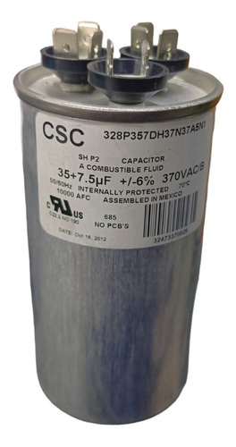 Csc Capacitor Doble 35 + 7.5uf 370vac +/-6% Poliequipos