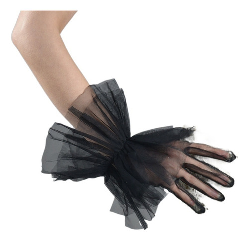 Guantes De Foto Sexy Transparentes Negros De Malla De Ym