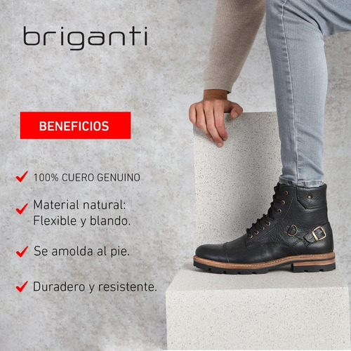 Imagen 7 de 10 de Borcego Bota Cuero Briganti Hombre Zapato Goma - Hcbo00917