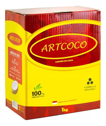 Carvão Para Narguile Hexagonal Art Coco Super Grosso - 1kg