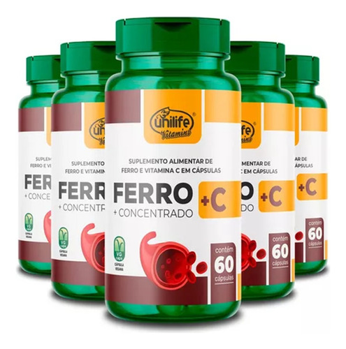 Ferro Com Vitamina C 60 Cápsulas - Unilife