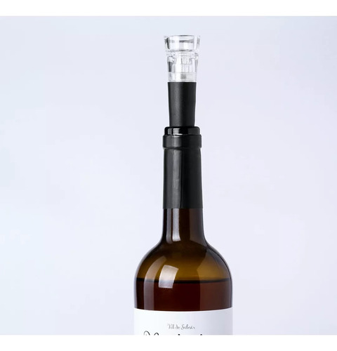 Tapón Bomba Vacio Para Botellas Vino Saca Aire Color Negro