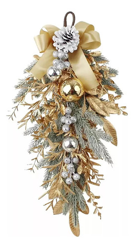 Bh Corona Navidad Para Puerta Principal, Corona Dorada Para