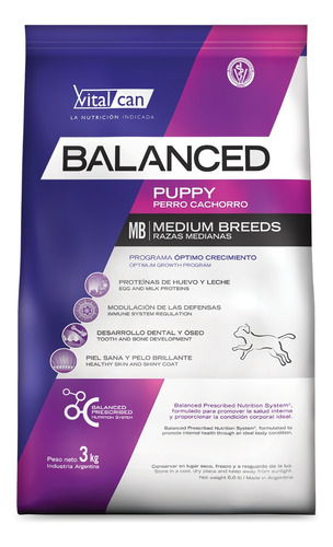 Balanced Perro Cachorro Raza Mediana X 3kg