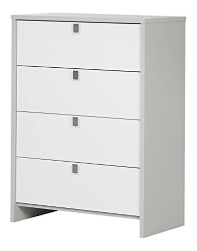South Shore 10277 Cookie 4-drawer Chest, Soft Gray - Pure Wh