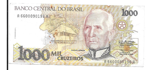 Liquido Billete De Brasil  1000 Cruzeiros 1989 