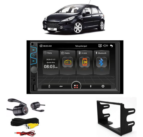 Central Multimidia Mp5 Peugeot 307 Painel Preto + Câmera Ré