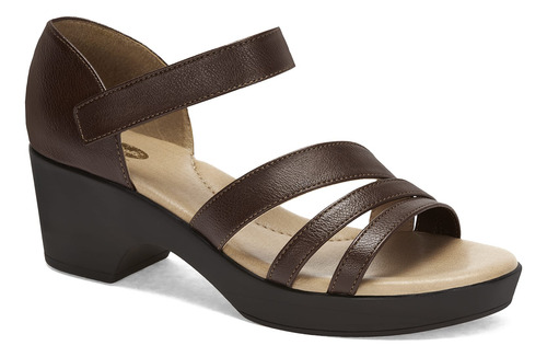 Sandalia  Dr Scholls Con Plataforma Baja Dama Café 