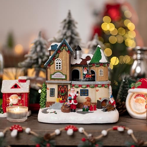Aldea Musical De Navidad Iluminada Con Escenas Dinámicas