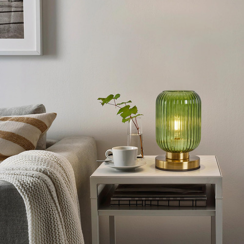 Lámpara De Mesa Feasey Mid Century Modern Green Glass
