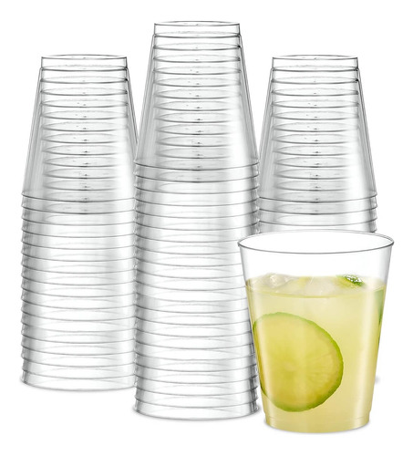 50 Vasos Desechables Plástico Duro Transparentes Fiesta 8 Oz