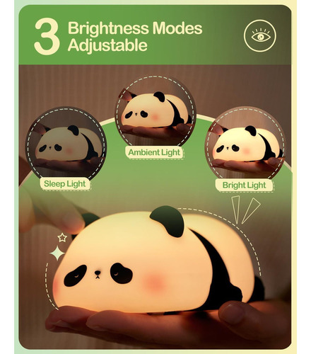 Lámpara De Noche Panda Pat Night Light De Silicona, Regalo A