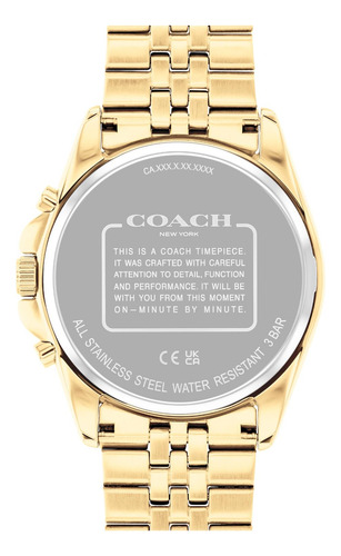 Reloj De Pulsera Hombre Coach 3 Esferas Negro Y Dorado