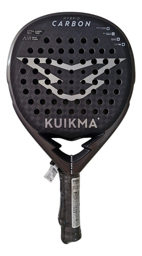 Paleta De Pádel Kuikma Hybrid Carbon. Carbono 12k, Black Eva Gris Oscuro