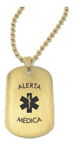 Placa Militar Dorada Alerta Medica Con Láser Personalizada