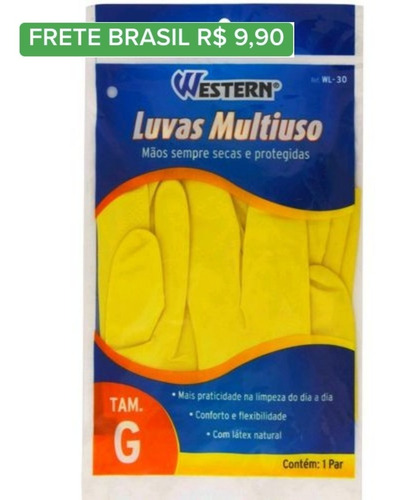 Imagem 1 de 3 de Luvas Multiuso Com Latex Natural Tamanho G Western Wl-30 Lm5