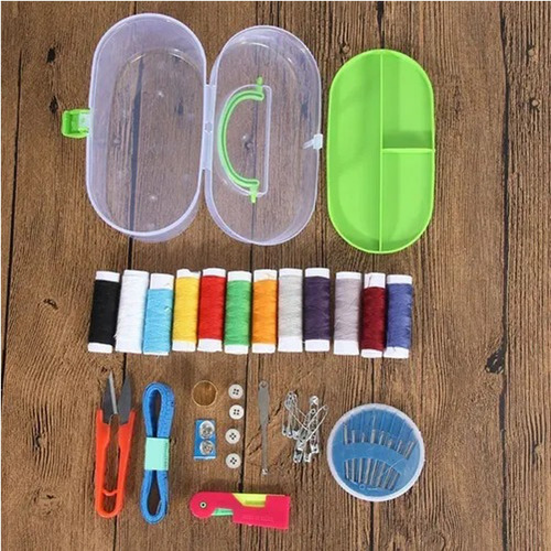 Kit Costura Tesoura Linha Agulha Alfinete Fita Dedal Bobinas
