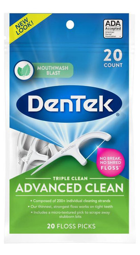 Kit 12 Fios Dental Dentek Floss Picks Triple Clean Adva 20un