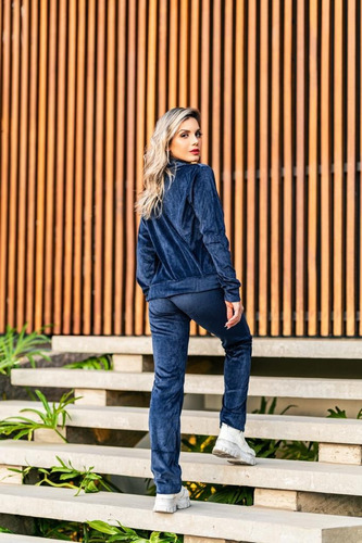 Imagem 5 de 7 de Conjunto Feminino De Plush Veludo E Calça Agasalho De Frio