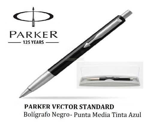 Parker Vector Standard Boligrafo En Negro Acero Inoxi