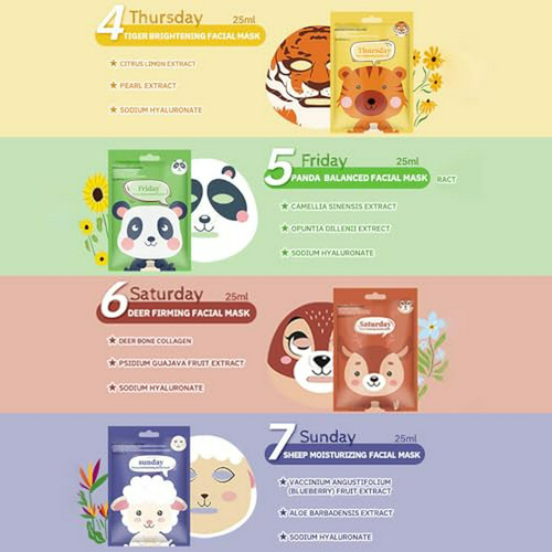 Set De 7 Mascarillas Faciales Kaely Para Mujeres Y Niños - S
