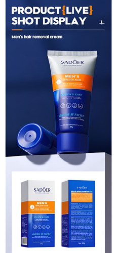 Crema Depiladora Sadoer Rostro Cuerpo Partes Intimas 60gr
