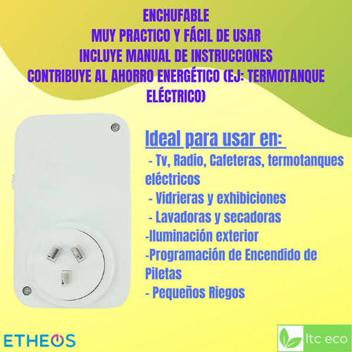 Imagen 3 de 9 de Temporizador Mecanico Timer Programable 10a Etheos Analogico