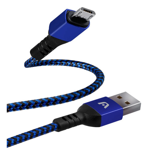Cable Micro Usb De Nylon Azul Argom Tech 1.8mts Carga Rápida