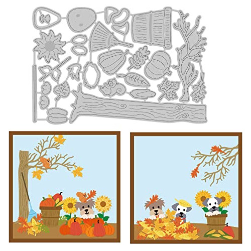 Autumn Animal Die Cuts Dogs And Pumpkins Embossing Temp...