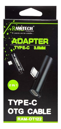 Adaptador Otg Marca Ramitech Orificios De Carga Y Audifonos