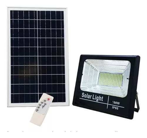 Foco Solar 500w Con Panel Solar Y Con Control Exteriores 