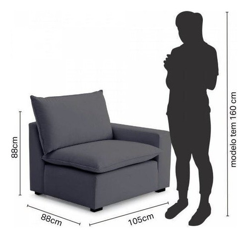 Módulo Braço Esquerdo Para Sofá Modular Hug 105cm