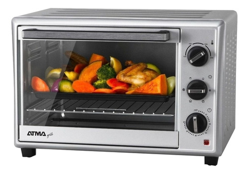 Imagen 2 de 2 de Horno de mesa eléctrico Atma HG3010E 30L plateado 220V