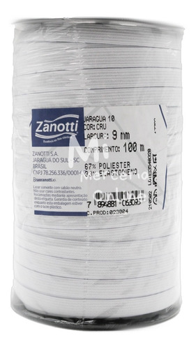 Elastico De Embutir Poliester Blanco 10 Mm X 100 Mts Zanotti