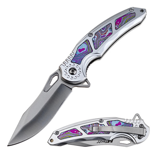 Navaja Tactica Morada Diseño Tipo Titanio Color Lila