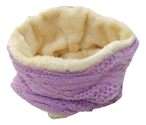 Cuello Bufanda Invierno De Lana C/ Forro Interno De Peluche Violeta Liso 1