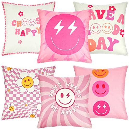6 Pcs Decorative Preppy Throw Pillows Cushion Covers Cu...