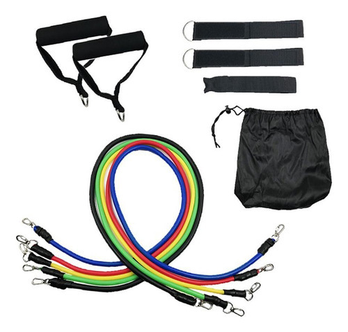 Kit Extensor Elástico 11 Peças Exercício Fitness Pilates